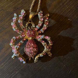 Betsey Johnson Pink Spider Necklace